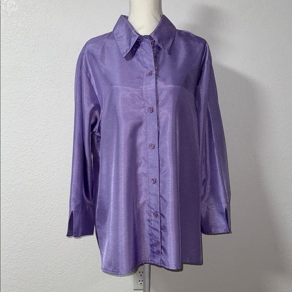 DRAPERS&DAMOS Purple Women's Button-Up Shirt - Picture 1 of 7